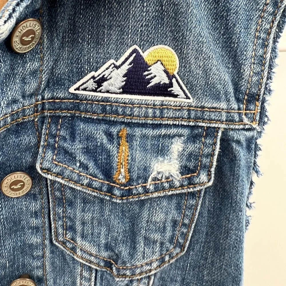 Girls Hollister Blue jean Vest size XS